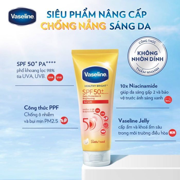 Serum chống nắng Vaseline 50x,SPF 50+ PA++++ 70ml - Sữa Dưỡng Thể Hỗ Trợ Sáng Da Chuyên Sâu 70ml  ( 