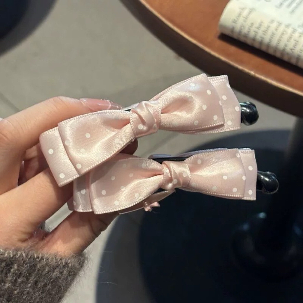 𝐁𝐄𝐓𝐈𝐒 Kẹp Tóc Dọc Màu Hồng Chấm bi