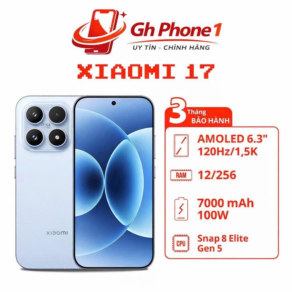 Điện thoại Xiaomi 17 (Snapdragon 8 Elite Gen 5 - Pin 7000mAh) Bản 12/256Gb Fullbox Like New 99%