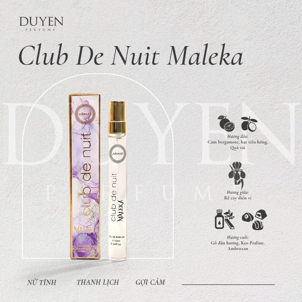 Mini hãng 10ml Club De Nuit Maleka Tím thu hút duyenperfume