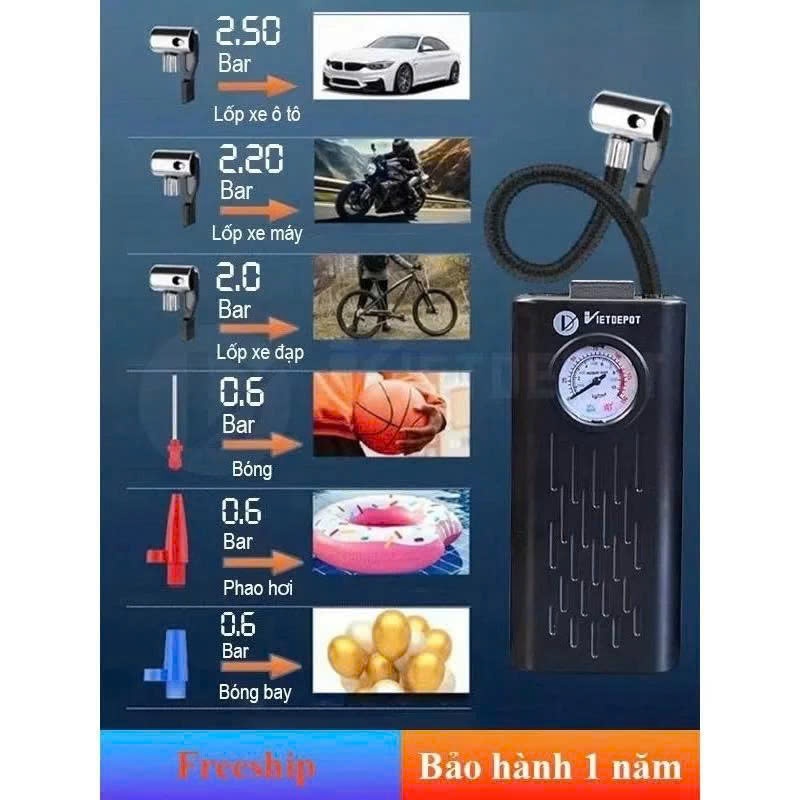 Máy bơm lốp ô tô , Máy bơm lốp Mini có độ chính xác cao Bơm bơm hơi điện tử bơm hơi nhanh cho xe máy, xe đạp, ô tô | BigBuy360 - bigbuy360.vn