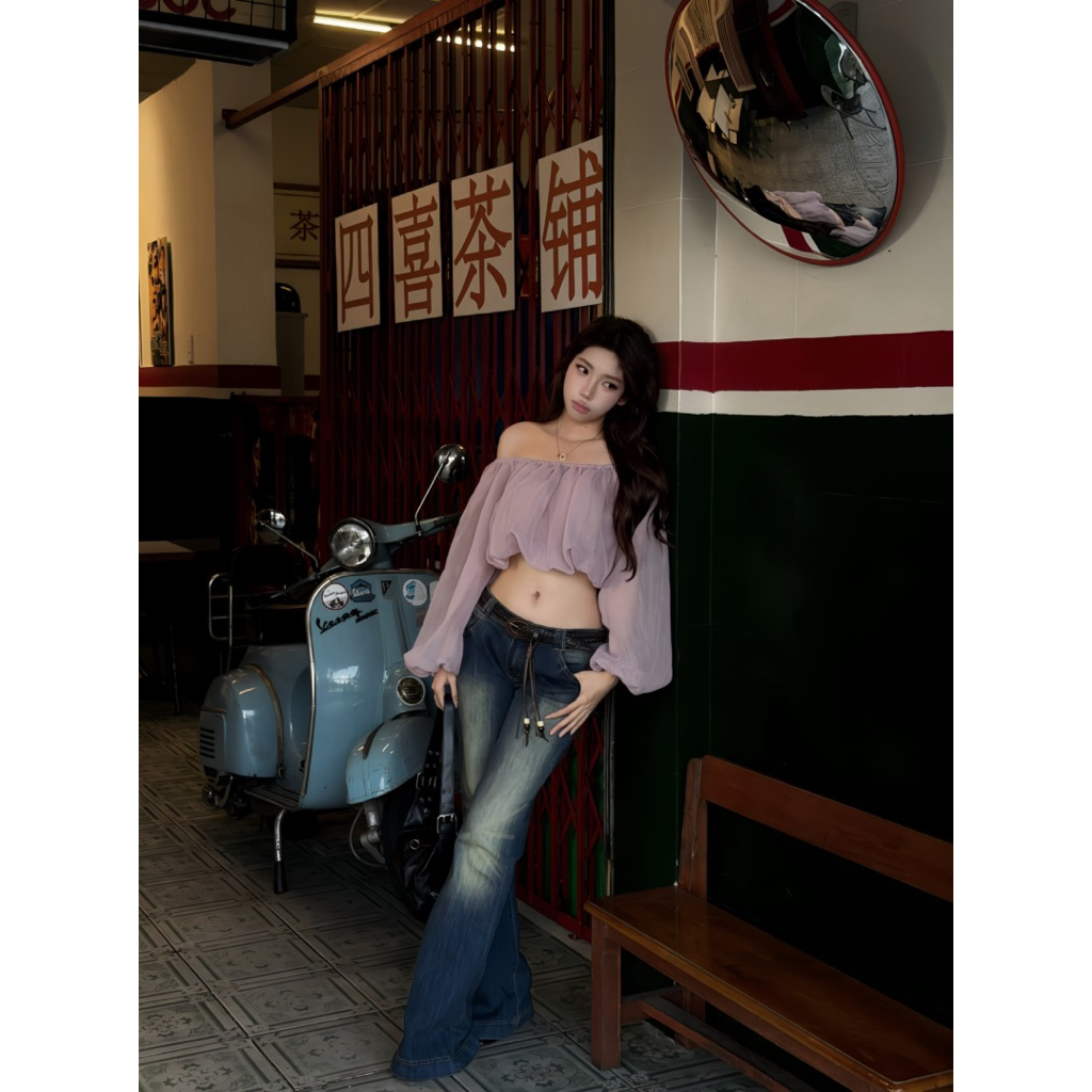 LIBEROSIS - Áo trễ vai tay phồng form bí croptop BUBBLES TOP (xuyên thấu phải dùng bra dán) | BigBuy360 - bigbuy360.vn