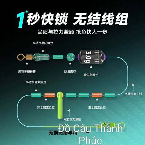 Trục cá tím câu đài không nút thắt Qianlilai có size từ 2m7 Tới 8m1.