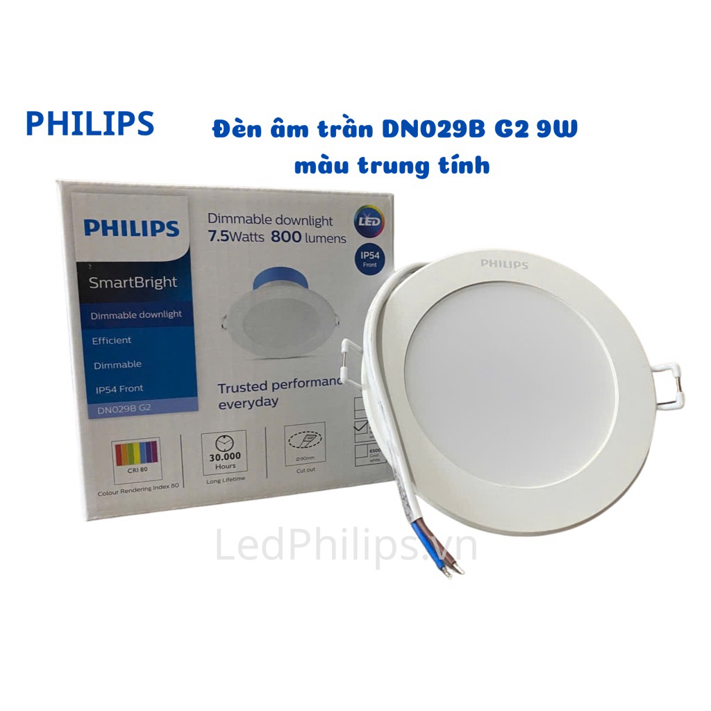 Đèn âm trần PHILIPS DN029B G2 LED8 công suất 7.5W 4000K - ánh sáng trung tính Dim được ánh sáng