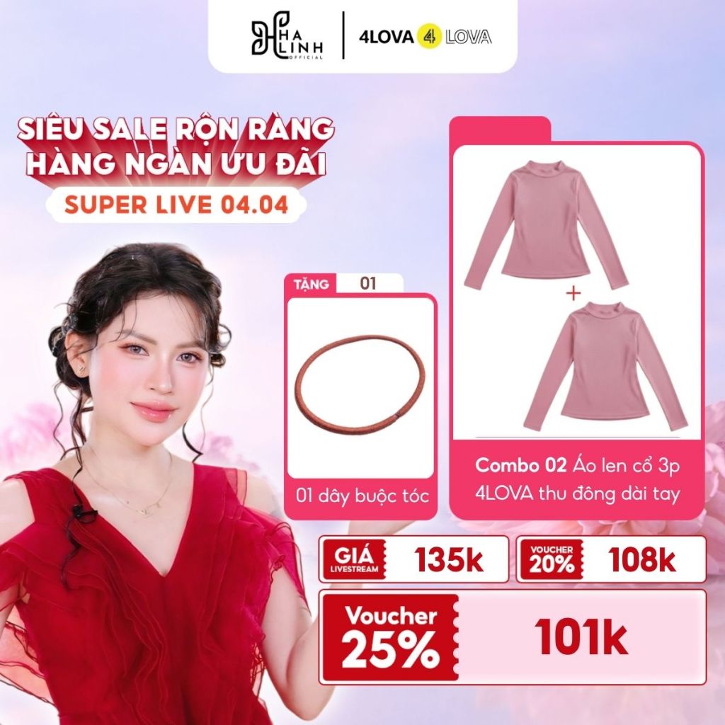 [Võ Hà Linh x 4LOVA4EVA] COMBO 2 Áo thun tăm cổ 3 phân 4LOVA thu đông dài tay giữ nhiệt cao cổ chất 