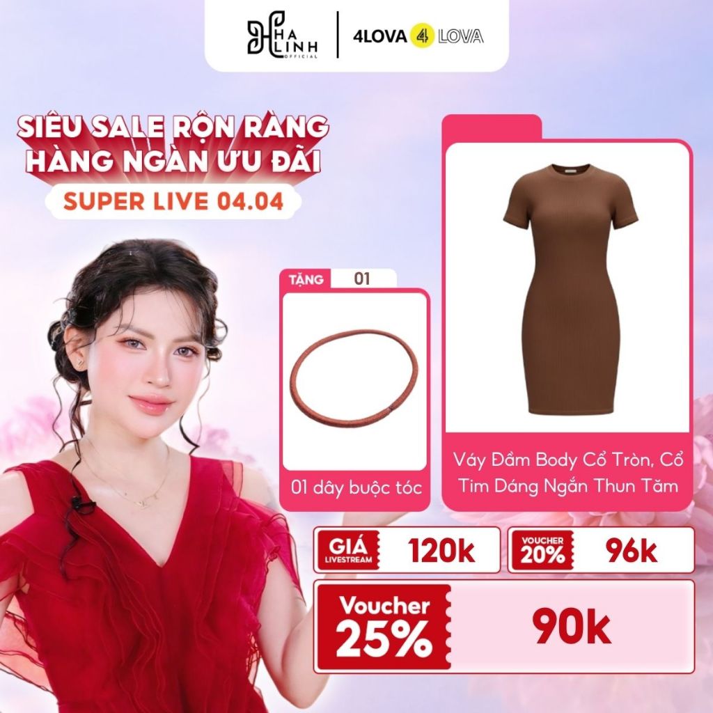 [Võ Hà Linh x 4LOVA4EVA] Váy Đầm Body cộc tay, Dáng Ngắn Form Ôm 4LOVA Chất Thun Tăm, QT dây buộc tó