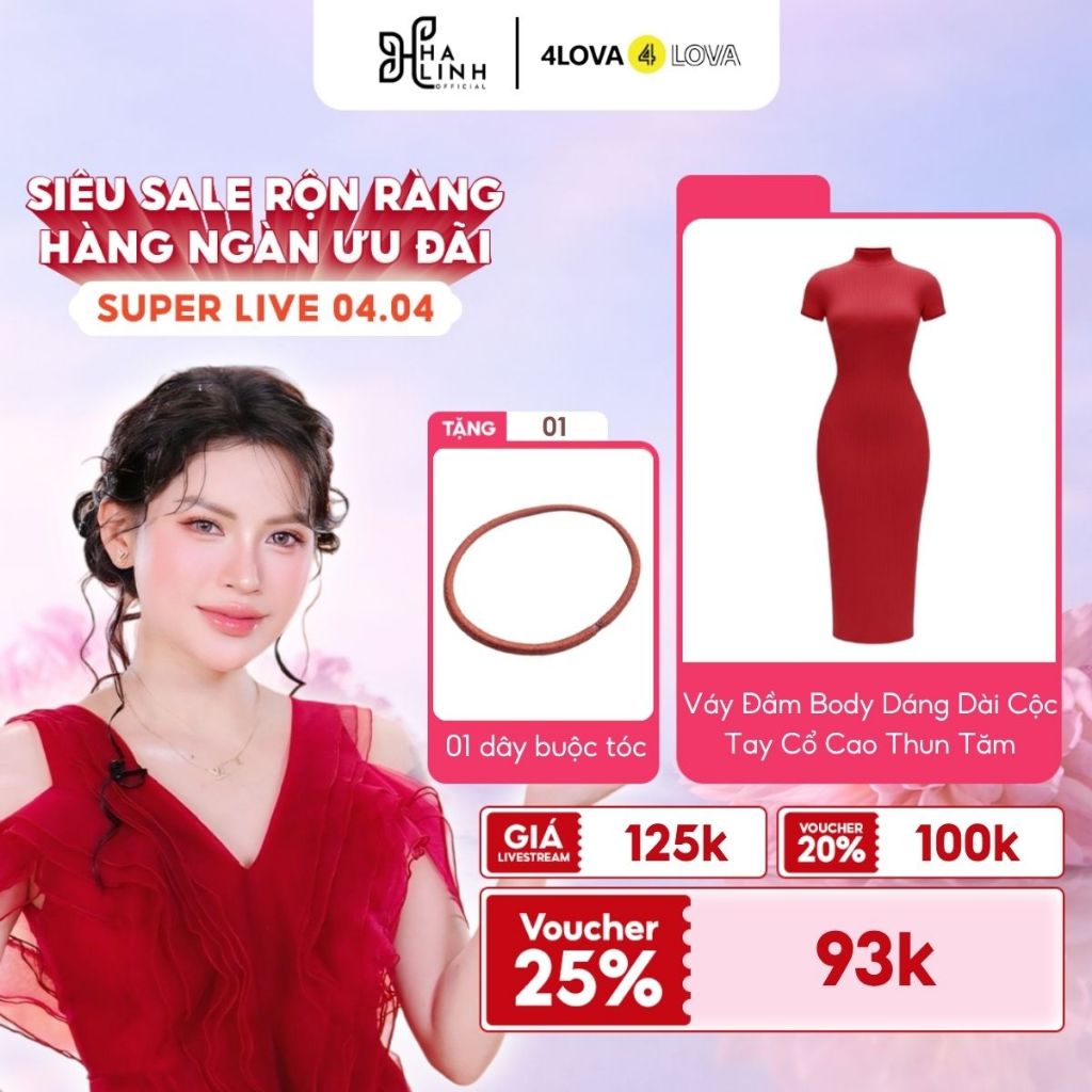 [Võ Hà Linh x 4LOVA4EVA] Váy Đầm Body Cộc Tay Dáng Dài Cổ Cao 5p Chất Gân Thái Co Giãn, Quyến Rũ Kèm