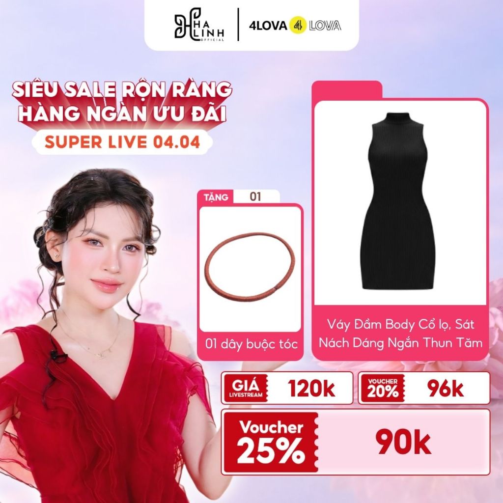 [Võ Hà Linh x 4LOVA4EVA] Váy Đầm Body Cổ Lọ, Sát Nách Tôn Dáng 4LOVA Thun Tăm Dáng Ngắn QT dây buộc 