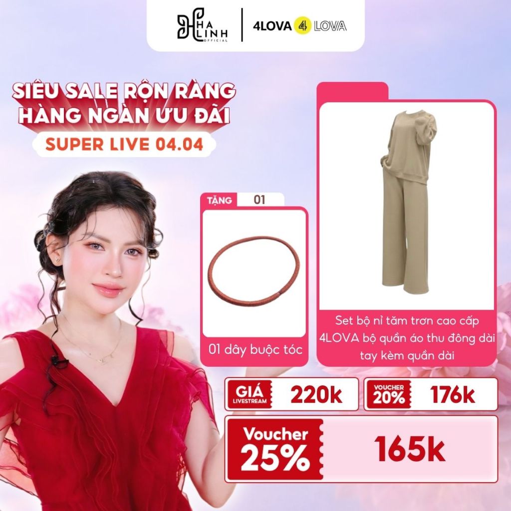 [Võ Hà Linh x 4LOVA4EVA] Set Bộ Nỉ Tăm Trơn Cao Cấp Bộ Quần Áo Thu Đông Dài Tay Kèm Quần Dài Kèm QT 