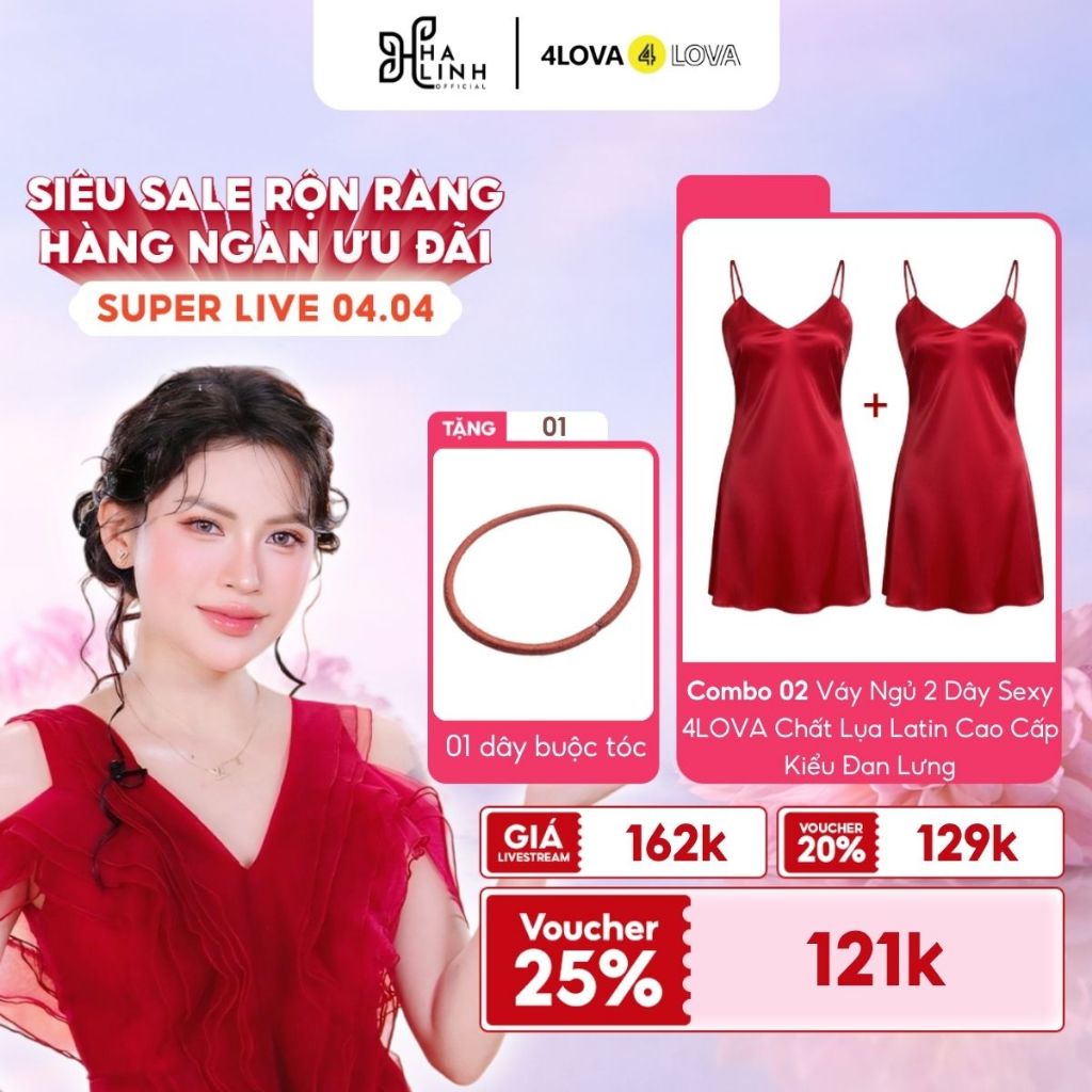 [Võ Hà Linh x 4LOVA4EVA] COMBO 2 Váy ngủ 2 dây sexy chất lụa LATIN cao cấp kiểu đan lưng sang trọng 