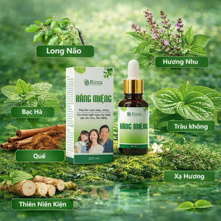 Tinh Dầu Răng Miệng Binta 20ml Thảo Dược Thiên Nhiên giúp bảo vệ răng chắc khoẻ, hơi thở thơm mát