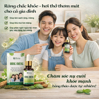 Tinh Dầu Răng Miệng Binta 20ml Thảo Dược Thiên Nhiên giúp bảo vệ răng chắc khoẻ, hơi thở thơm mát