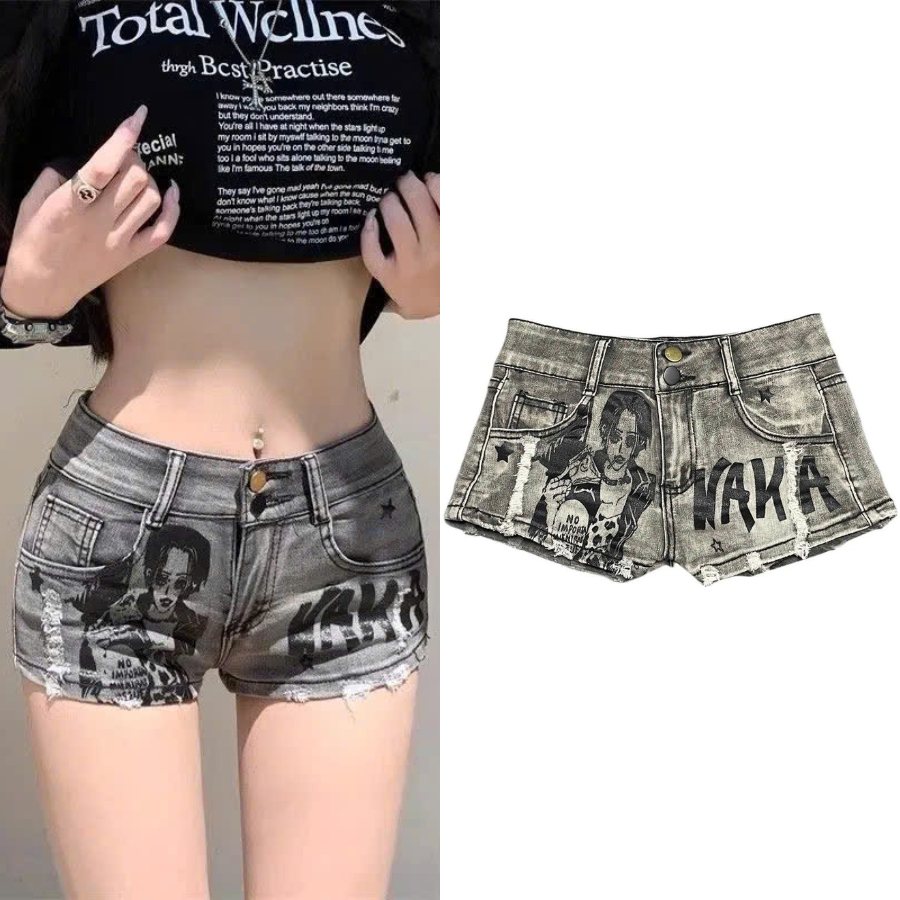 Quần Short Jean In Hình Girl Cá Tính – HipHop Âu Mỹ