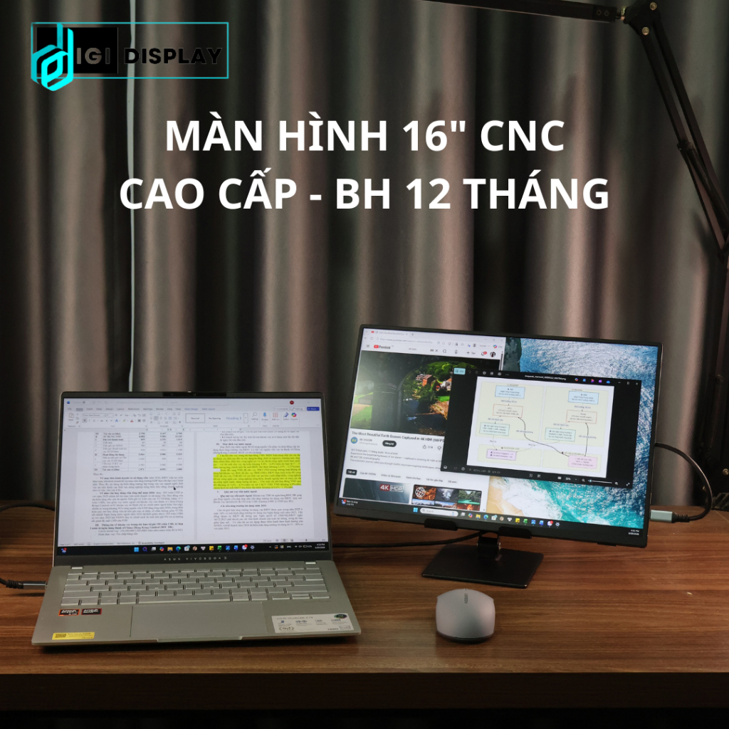 [HÀNG CAO CẤP BH 12 THÁNG ] Màn hình di động vỏ nhôm CNC IPS FHD 2.5K100%sRGB - Portable Monitor