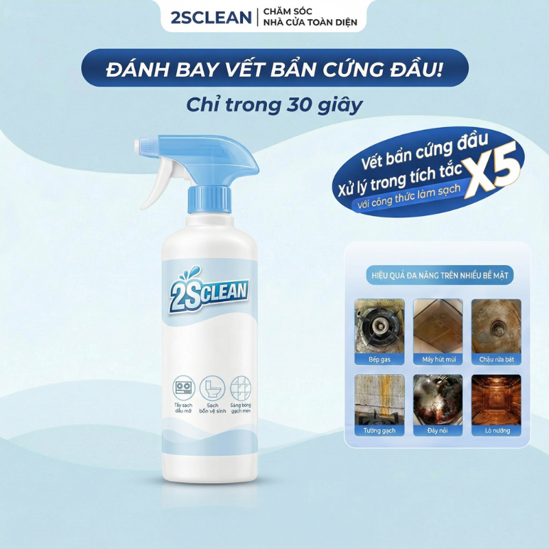 Chai tẩy rửa đa năng tẩy cặn canxi xoong nồi dầu mỡ nhà bếp nước tẩy đa năng lau kính VIXO