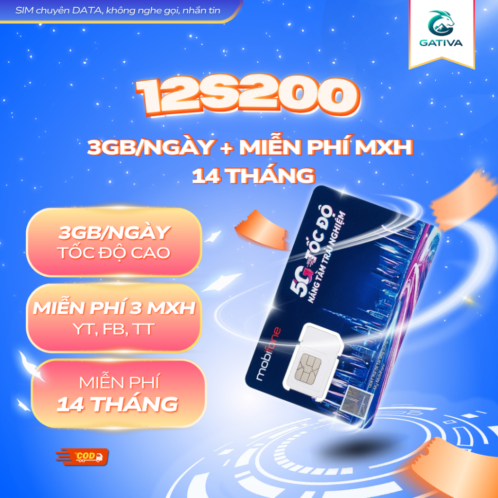 Sim-eSIM 4G/5G Mobifone 100GB, 500GB, 12MDT50, 12MDT150 (có eSIM), Miễn phí 6-12 Tháng, GATIVA Store