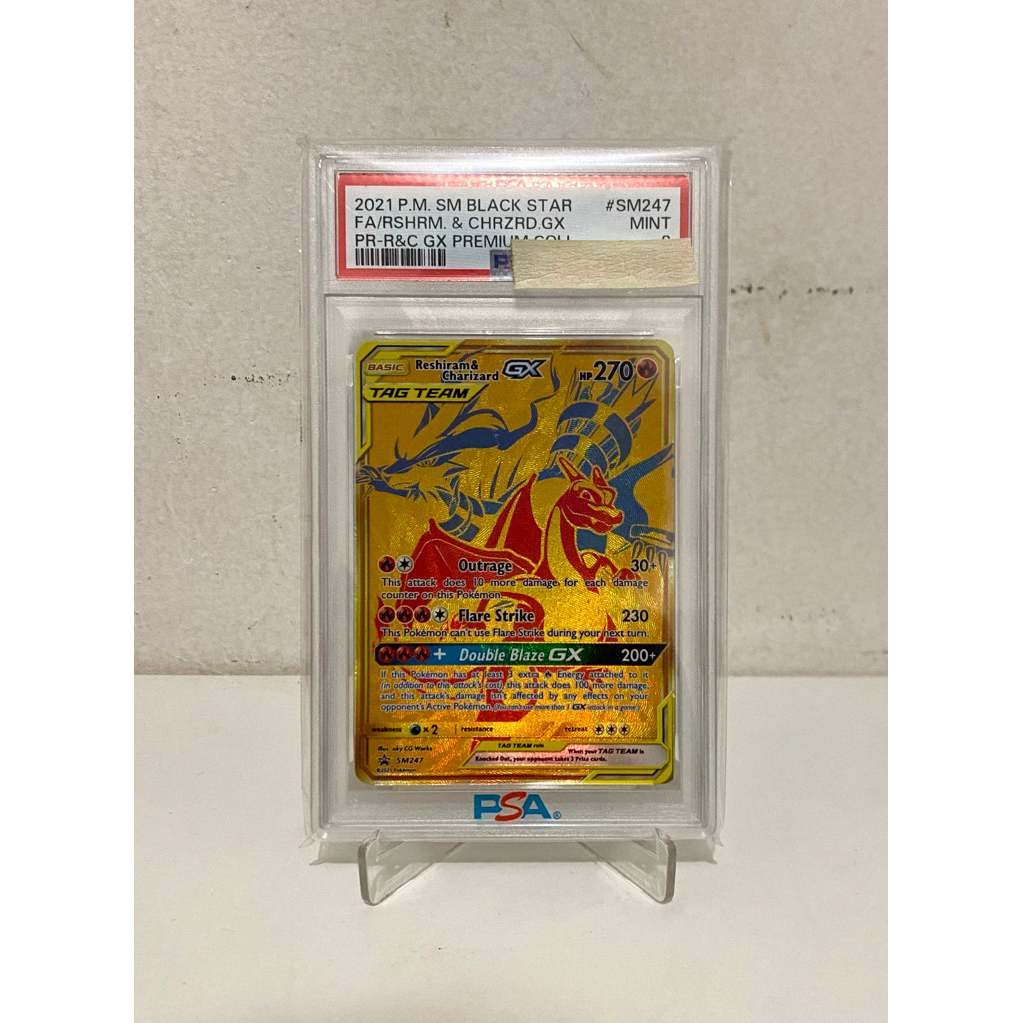 [PSA 9] Slab PSA Thẻ Pokemon TCG English Charizard and Reshiram GX Promo Sun and Moon [SM247]