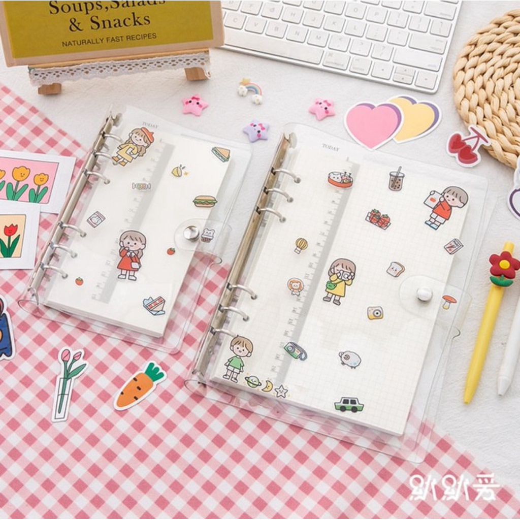 Bìa còng dẻo trong suốt size A6, A7- Binder còng 6 lỗ