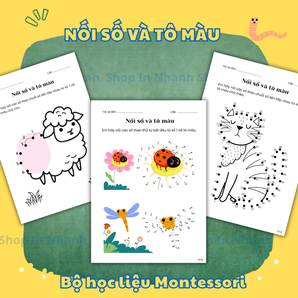 Set 44 tờ a4 nối số tô màu nhiều chủ đề cho bé, vừa học vừa chơi