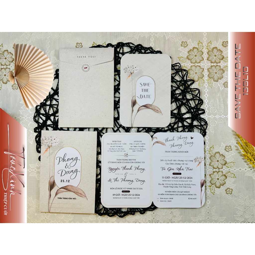THIỆP CƯỚI MÀU CÁT HOA VĂN ĐẸP ĐƠN GIẢN P1310
