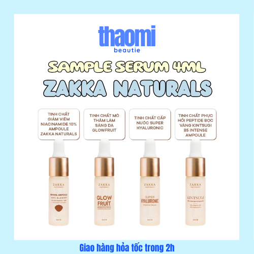 [Bản Mới]  Sample Serum Kintsugi Peptides, Vitamin C, Mandelic, HA, Probiotic ZAKKA NATURALS 4ml