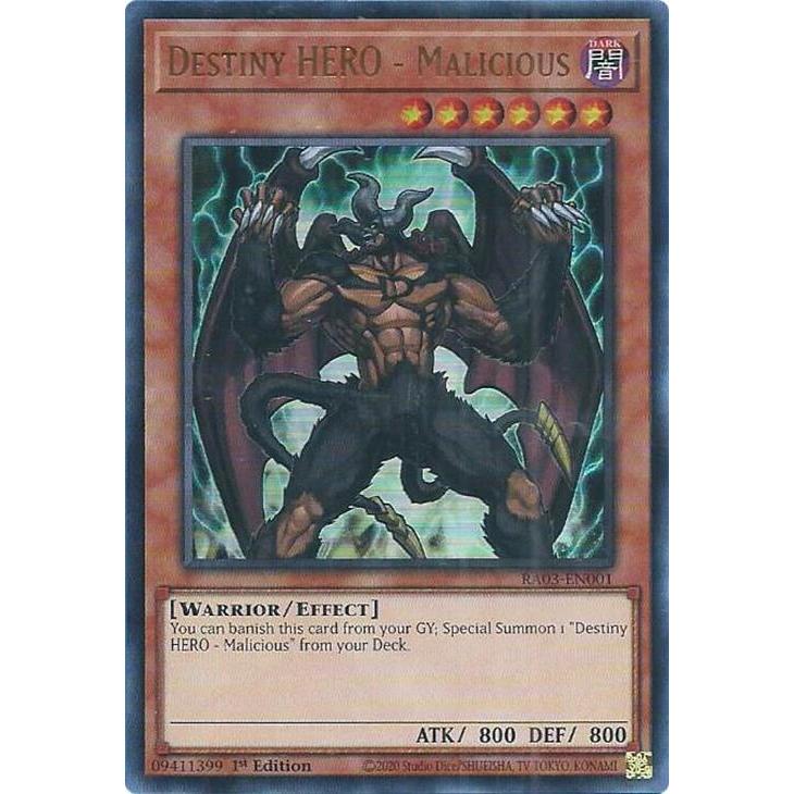 Thẻ Bài YuGiOh Mã RA03-EN001 - Destiny HERO - Malicious - Effect Monster - Ultra Rare