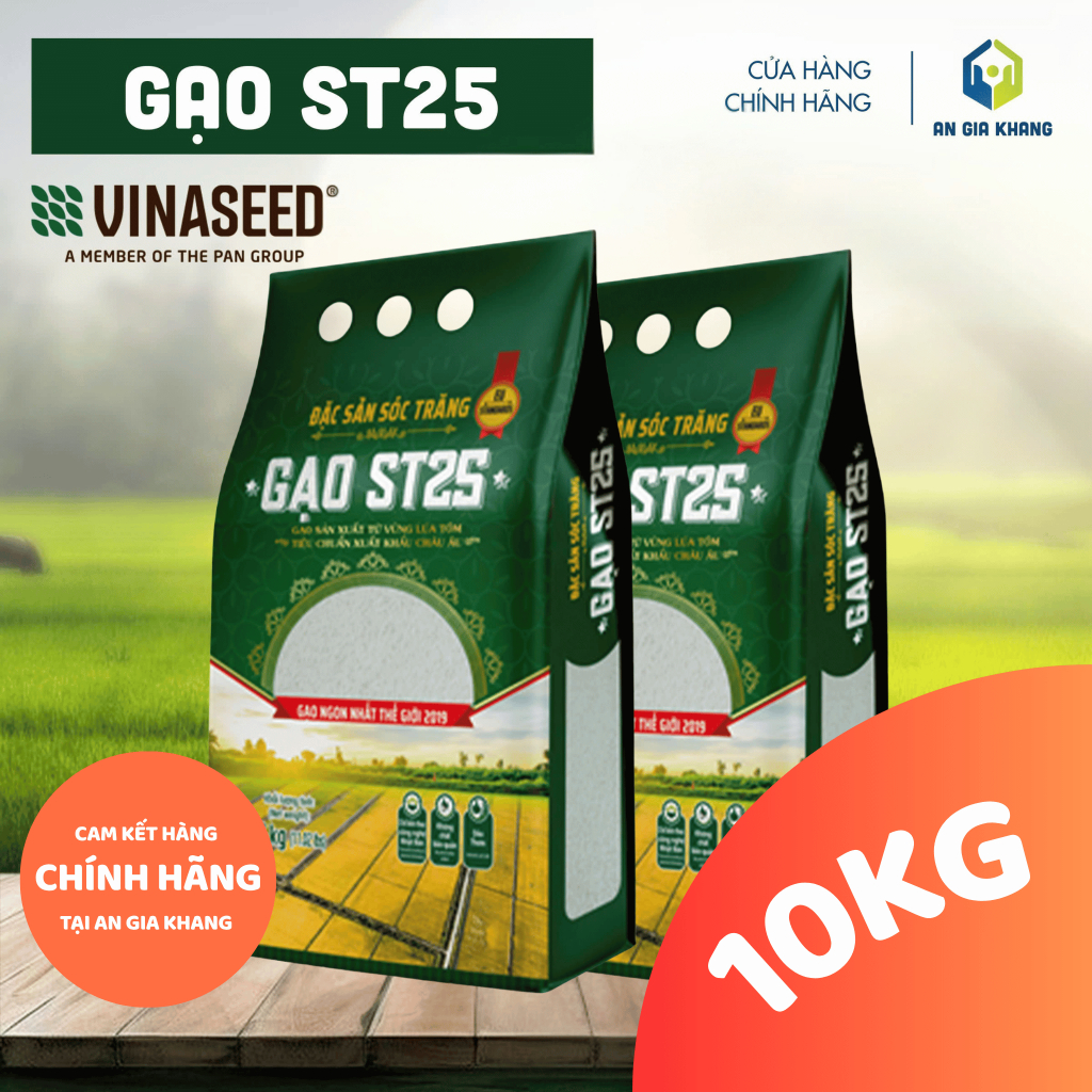 Combo 10kg - ST25 - Gạo ST25 Vinaseed - Gạo Ngon Nhất Thế Giới 2019 - An Gia Khang Food