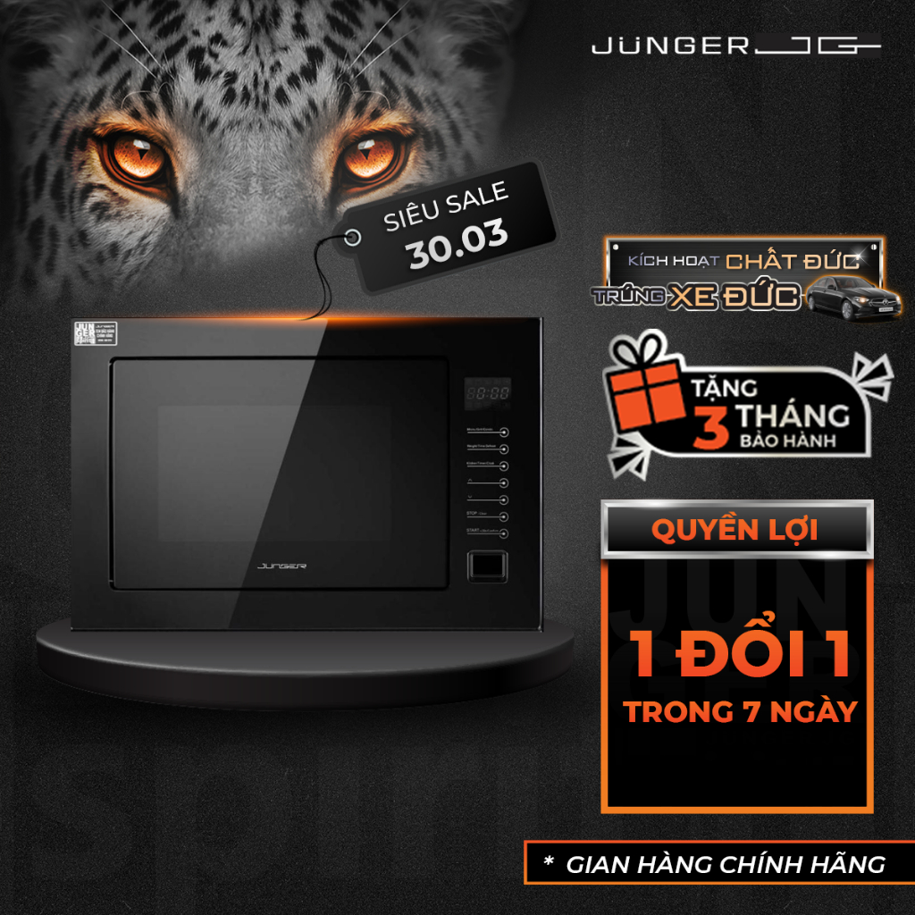 [RẺ VÔ ĐỊCH] Lò Vi Sóng Có Nướng 2 In 1 JUNGER JG TK-90 Khoang rộng 25L 1000W 8 Chế Độ, Bảo Hành 24 