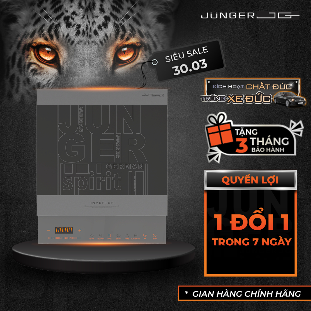 [BÁN CHẠY NHẤT] Bếp từ đơn Inverter Junger CEJ-105-I 2000W Siêu tiết kiệm điện Bảo Hành 24 Tháng