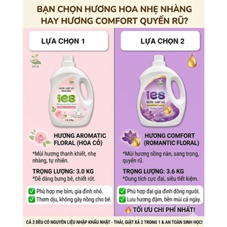Can nước giặt xả sinh học IES đậm đặc 3,6kg - lưu hương đến 72 giờ an toàn cho cả gia đình