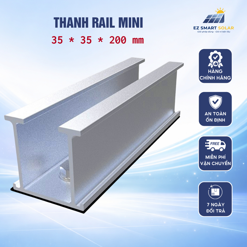 Thanh rail mini 35x35x200mm nhôm AL6005-T5 phụ kiện lắp đặt pin năng lượng mặt trời solar | C203