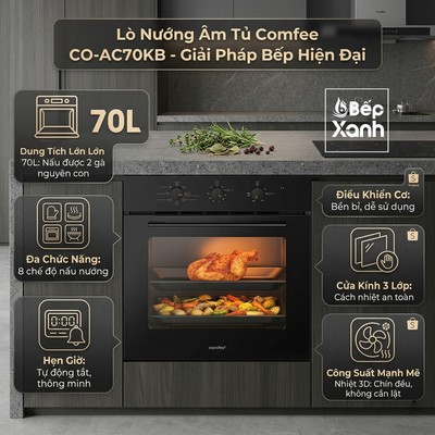 [CHÍNH HÃNG] Lò nướng âm tủ Comfee CO-AC70KB - Dung tích 70 lít