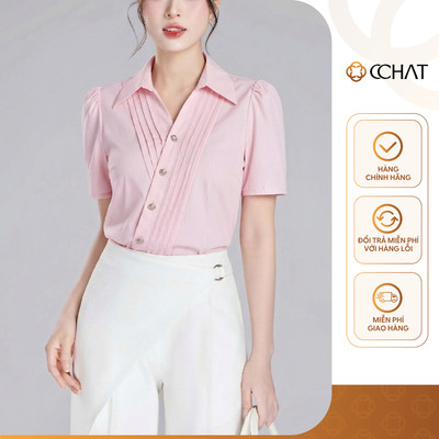 Áo Sơ Mi Nữ 𝐂𝐂𝐇𝐀𝐓 Dáng Suông Whisper of Light Chât Liệu Cao Cấp 16FNT2050ST