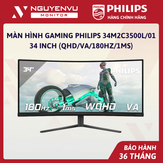 [Full Vat] Màn Hình Gaming Philips 34M2C3500L/01 34 Inch (QHD/VA/180Hz/1ms) - Bảo Hành 3 Năm