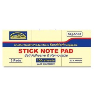 GIẤY GHI CHÚ, NOTE MÀU VÀNG SureMark SQ-6653 50X40mm