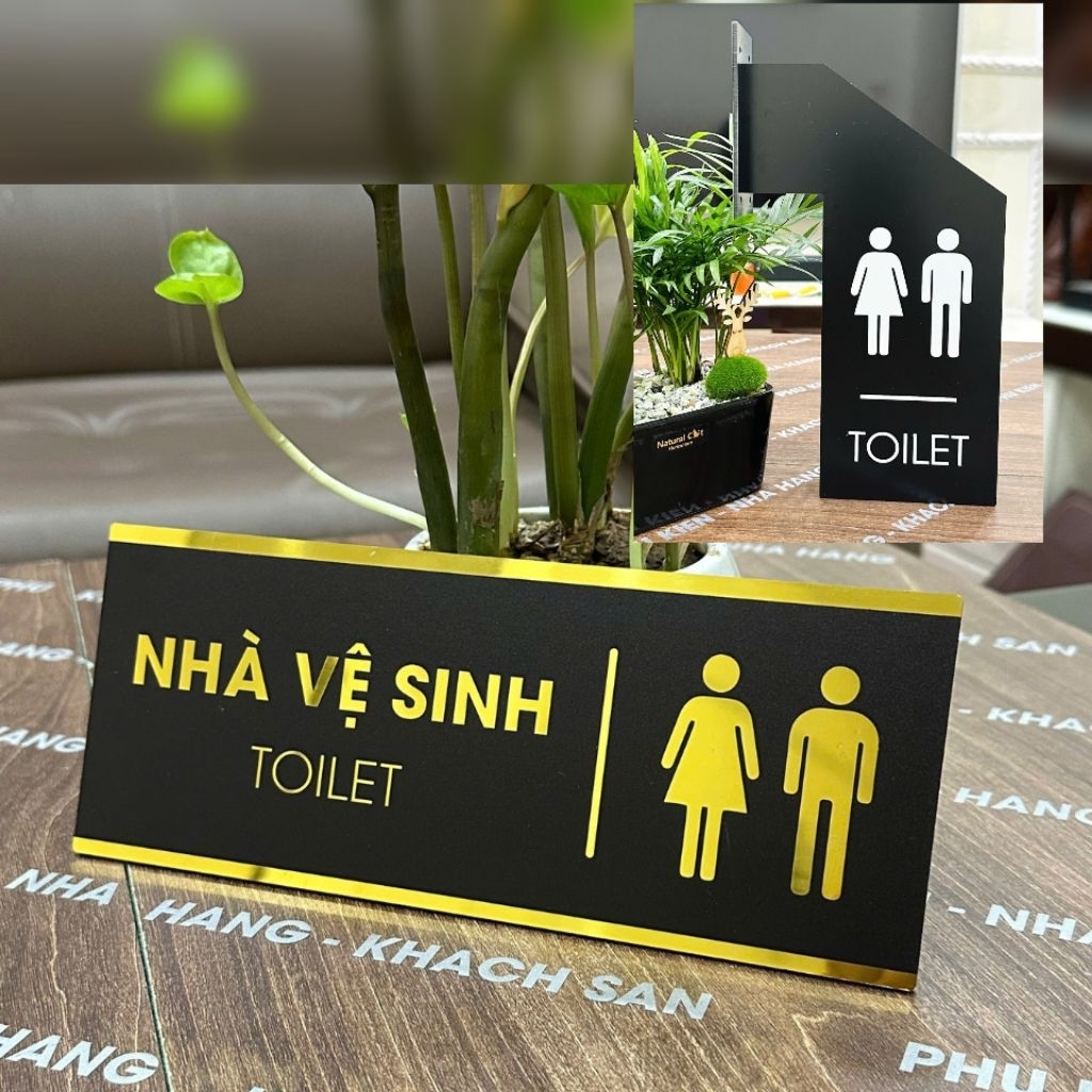 Biển Wc 2 mặt gắn tường, biển nhà vệ sinh, biển chỉ dẫn toilet, bảng toilet, bảng wc nhà vệ sinh loạ
