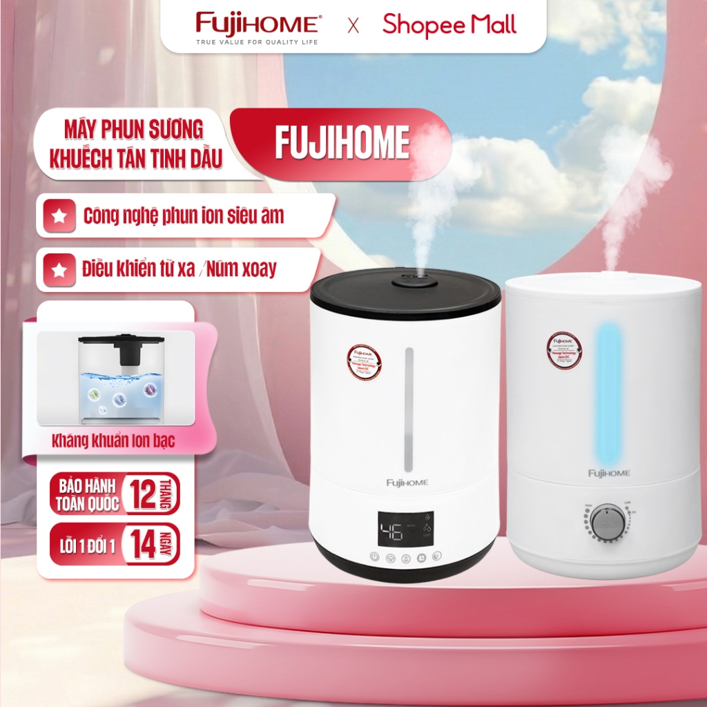 Máy phun sương tạo ẩm 6L Fujihome HM06E Nhập khẩu,máy tạo ẩm khuếch tán tinh dầu 6 Lít điều khiển từ
