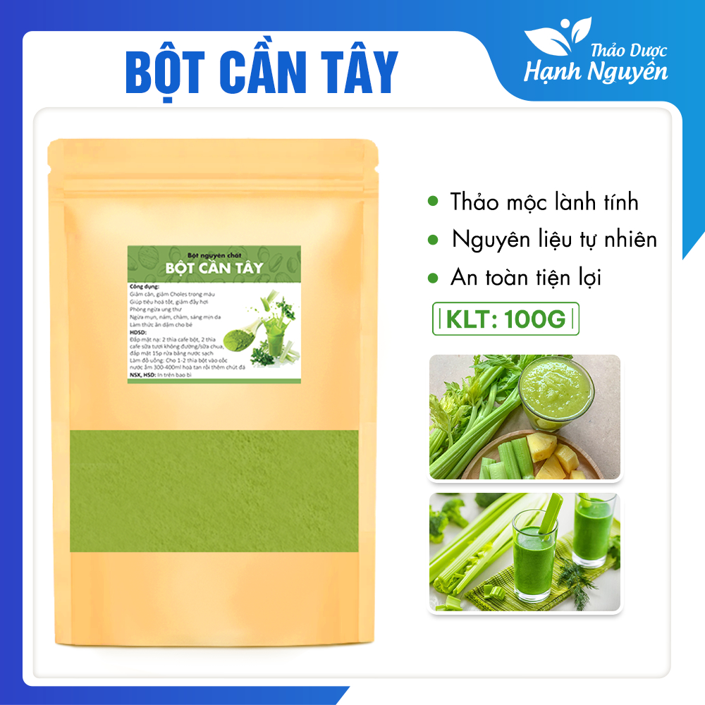 Bột cần tây sấy lạnh 100g, nguyên chất, nước uống detox, đẹp da, tốt cho tiêu hóa - Hạnh Nguyên