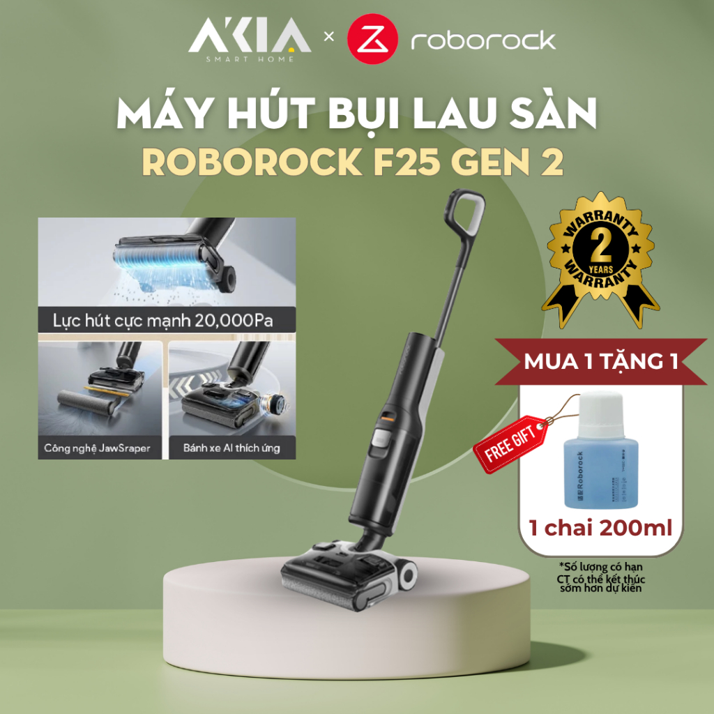 Máy hút bụi lau sàn Roborock F25 Gen 2 / F25 ACE / F25 Ultra - Lực hút 20000Pa - Bảo hành 2 năm