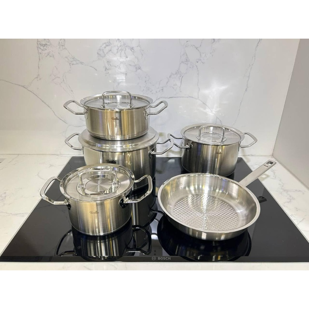 🇩🇪 Bộ nồi Fissler Profi set 5 món vung thép kèm chảo Fissler Profi tổ ong size 24cm hoặc 28cm