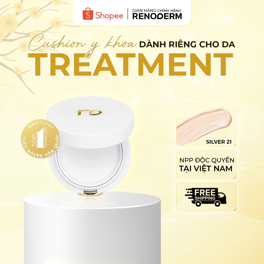[MALL HÃNG] Phấn Nước Cushion RenoDerm DAY LONG BB CREAM SILVER Tone Sáng Che Phủ Cao Mịn Lì Phù Hợp Da Dầu Da Treatment