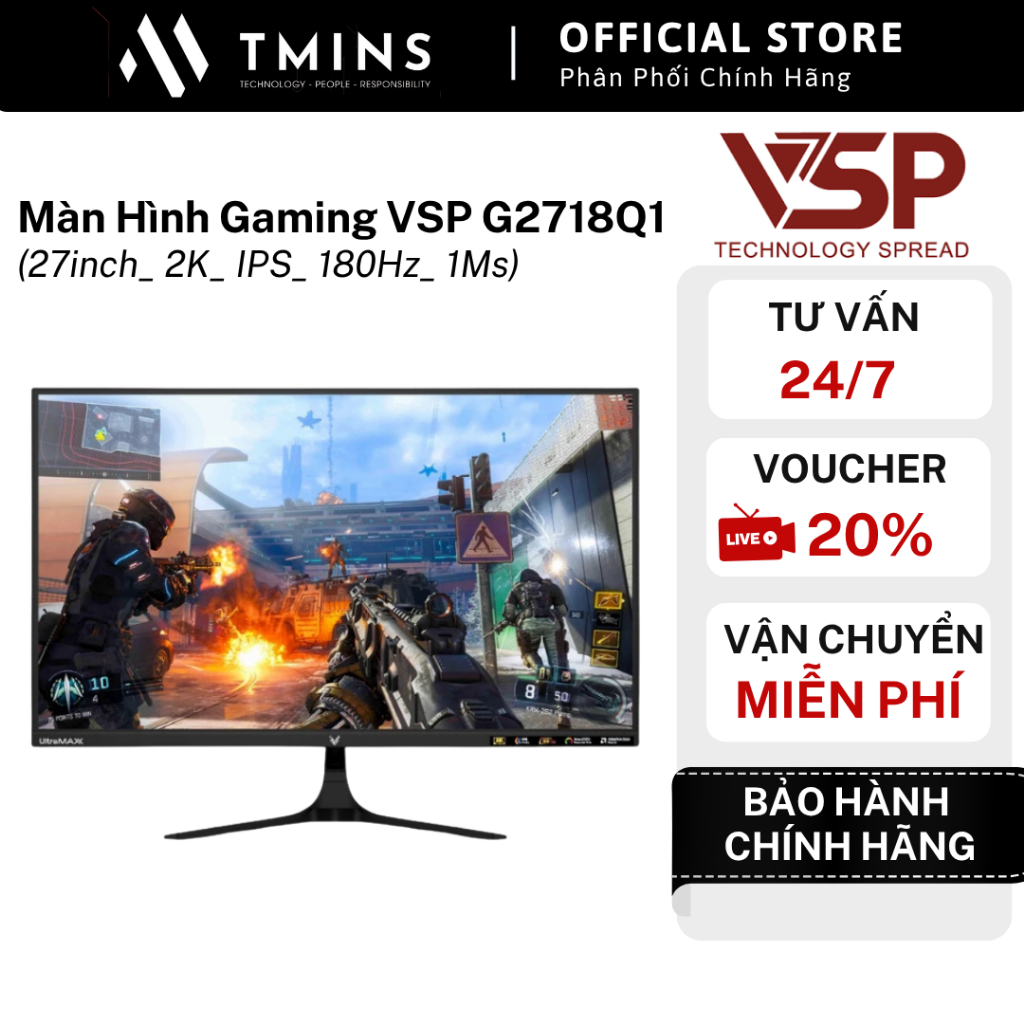 Màn Hình Gaming VSP G2718Q1 (27inch_ 2K_ IPS_ 180Hz_ 1Ms) - Hàng chính hãng.