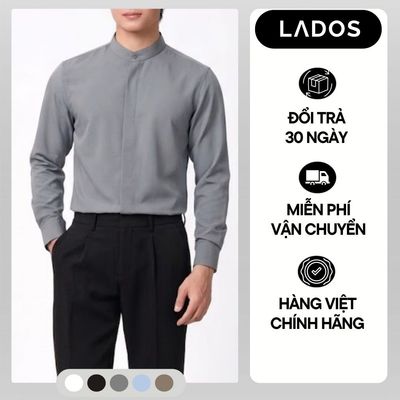 Áo Sơ Mi Cổ Trụ Nam LADOS-8195 Vải Kate Lụa Cao Cấp, Ít Nhăn, Thoáng Mát, Form Chuẩn Công Sở