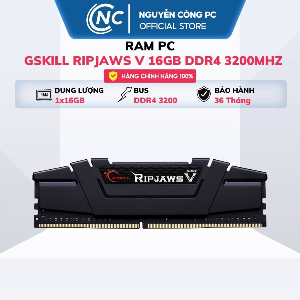 RAM GSKILL RIPJAWS V 16GB DDR4 3200MHZ - BH 36 tháng
