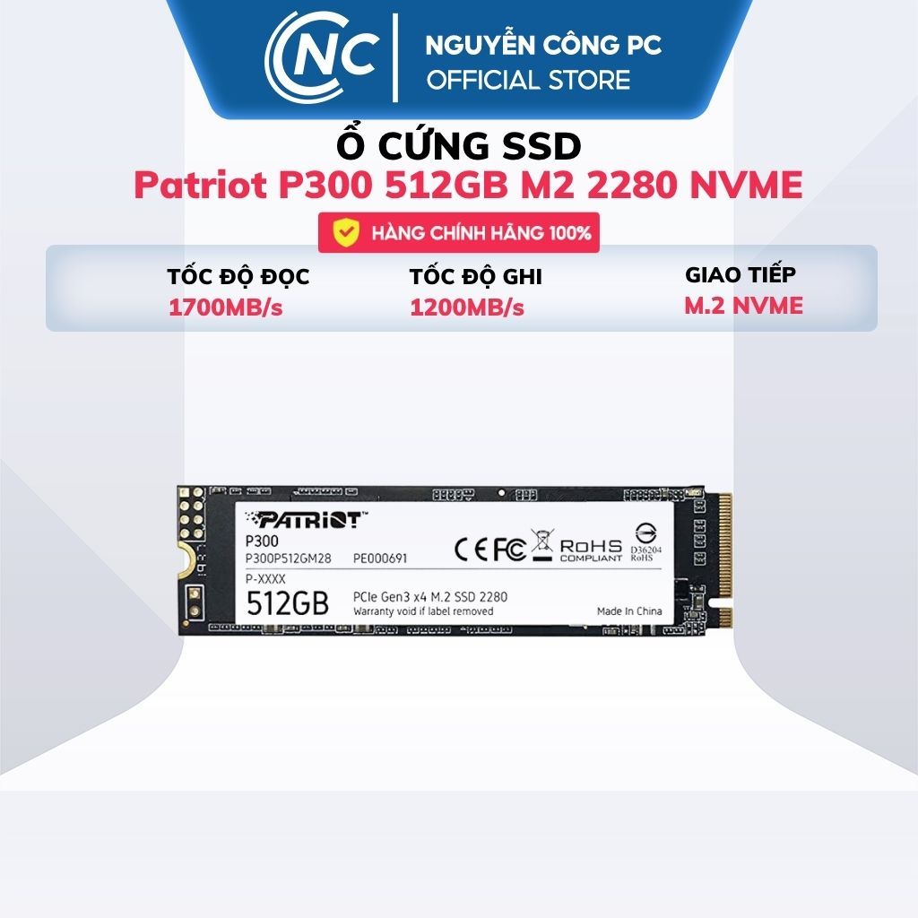 Ổ Cứng SSD Patriot P300 512GB M2 2280 NVMe - BH 36 tháng
