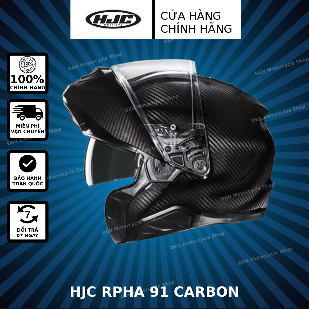 Mũ Bảo Hiểm Lật Hàm HJC RPHA 91 CARBON SOLID - RPHA 91 CARBON MODULAR MOTORCYCLE HELMET