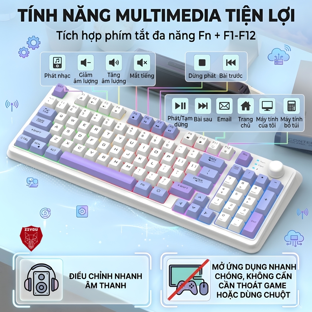 Bàn Phím Máy Tính Không Dây K94 LED Kết Nối Bluetooth Và USB 2.4G Cho Máy Tính Laptop ipad | BigBuy360 - bigbuy360.vn