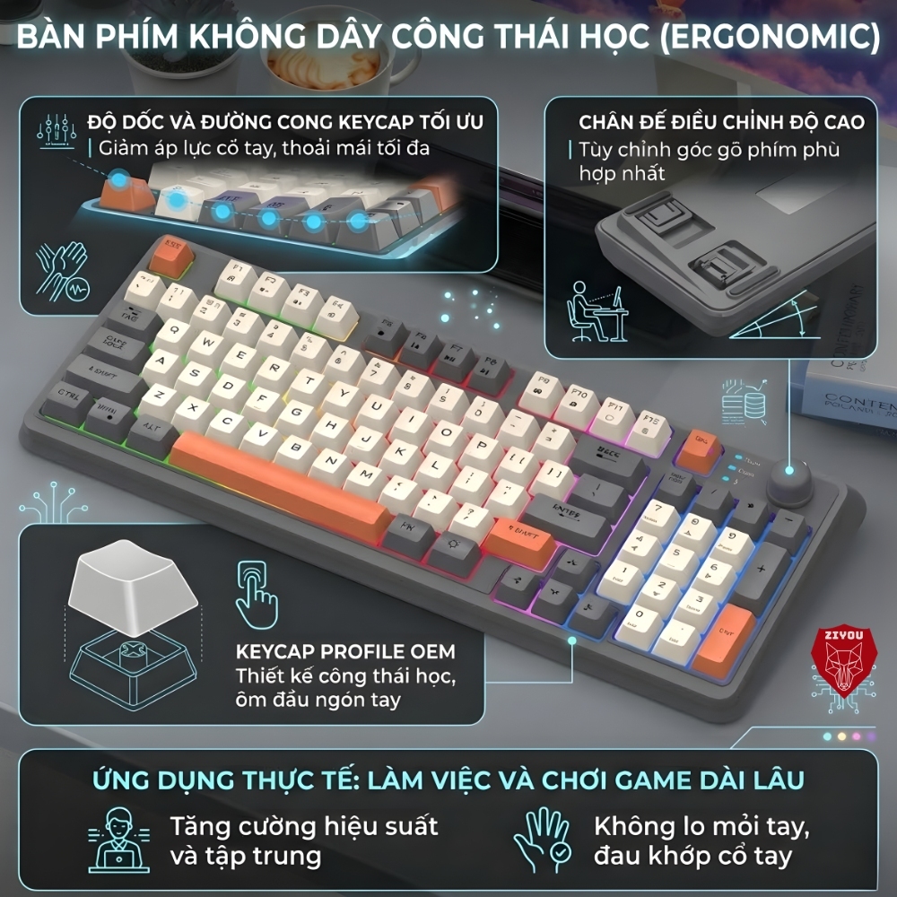 Bàn Phím Máy Tính Không Dây K94 LED Kết Nối Bluetooth Và USB 2.4G Cho Máy Tính Laptop ipad | BigBuy360 - bigbuy360.vn