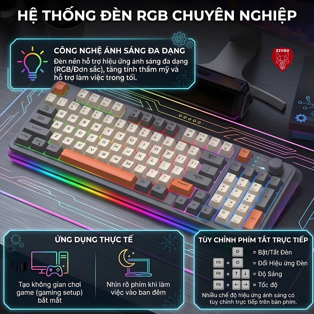 Bàn Phím Máy Tính Không Dây K94 LED Kết Nối Bluetooth Và USB 2.4G Cho Máy Tính Laptop ipad | BigBuy360 - bigbuy360.vn