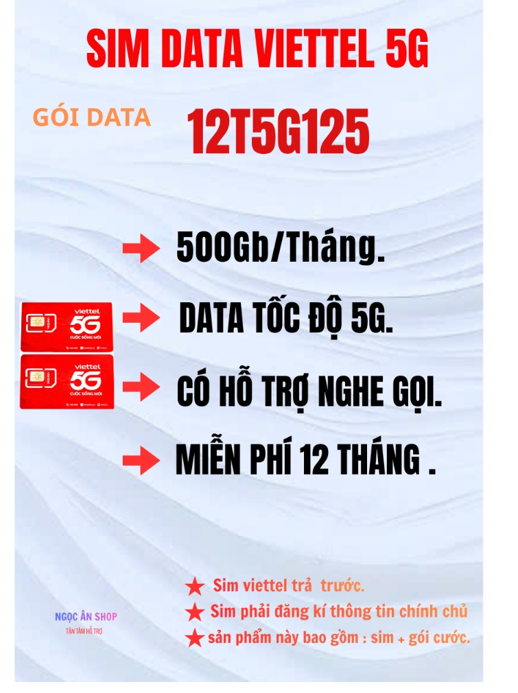SIM 5G VIETTEL 500GB/THÁNG. 6000GB/NĂM